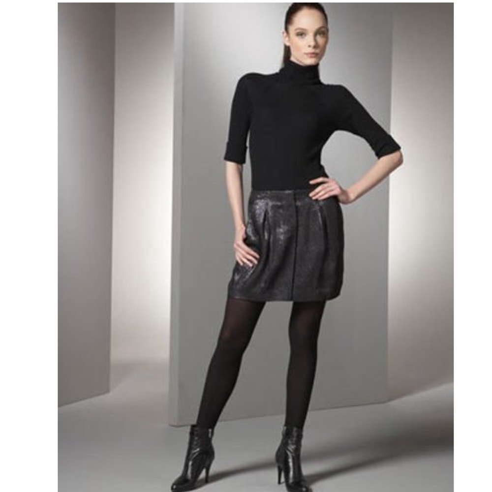 VINCE BLACK SILVER METALLIC SKIRT